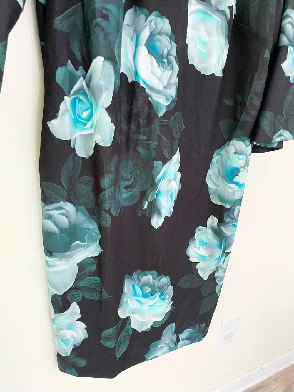 NWT Calvin Klein Malachite Green Black Bell Sleeve Shift Midi Dress 16W Classic